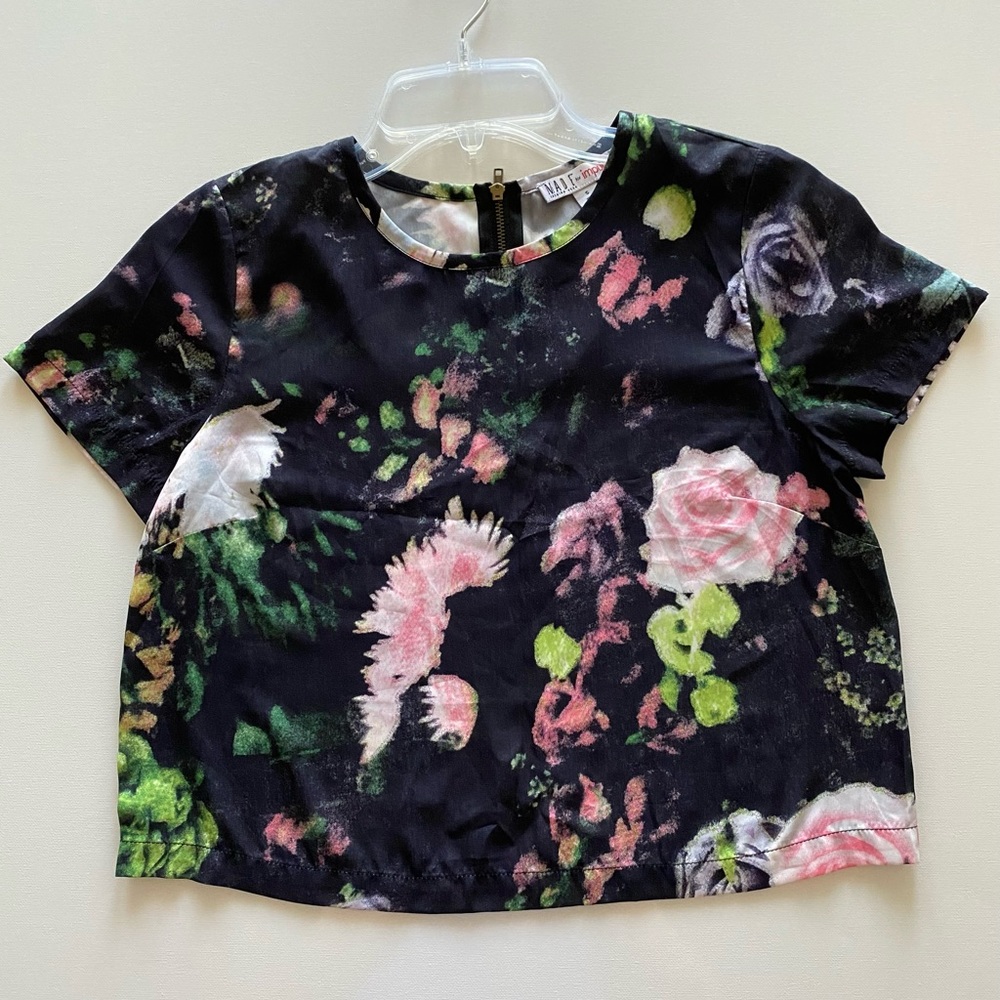 Made for Impulse Floral Crop Top - Black